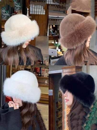 Luxe Fluffy Faux-Fur Bucket Hat